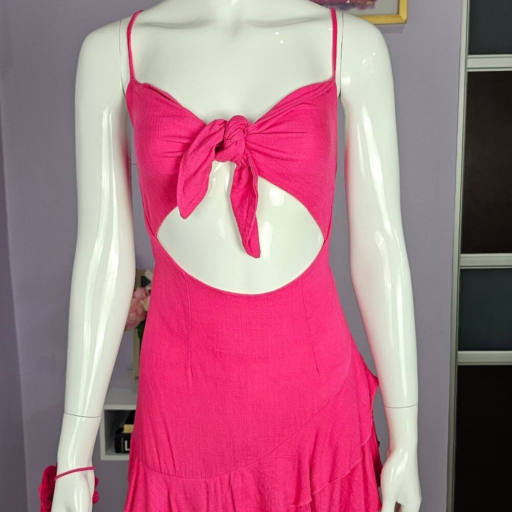 Women's Junior Fushia Strap Sexy Dress